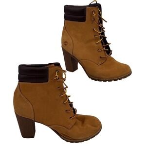 Timberland Glancy 6 Inch Boots 9 Wheat Nubuck Leather Heeled Outdoor Utility
